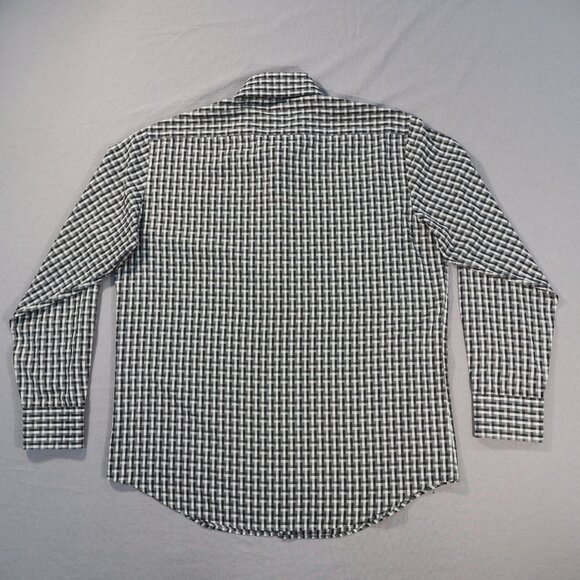 Ziggurat Shirt Mens Extra Large Black Gray Check Abstract Flip Cuff Paisley Club - Picture 2 of 10